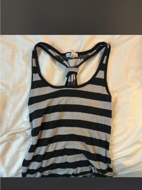 Striped Racerback Tank Top - Black & Light Gray